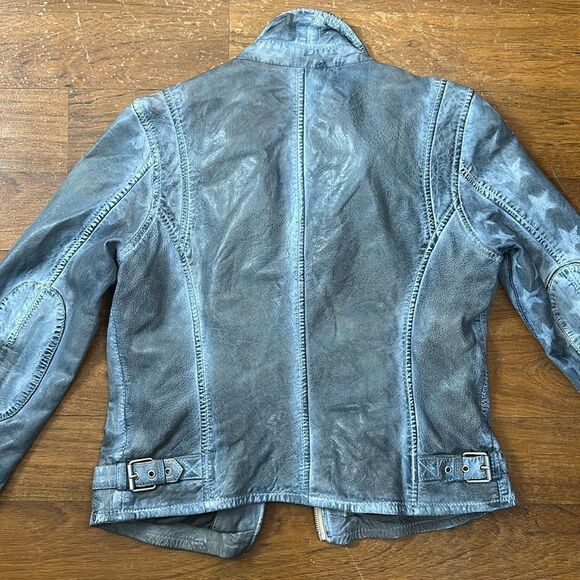 Womens stunning MAURITIUS  SofiStar motor Jacket Light Blue Small 6 lamb leather - Picture 14 of 16